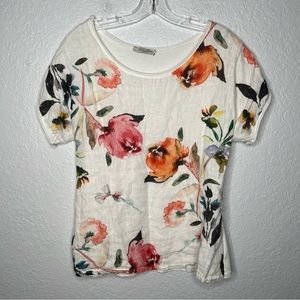 Viola Borghi Short Sleeve Floral Linen Shirt